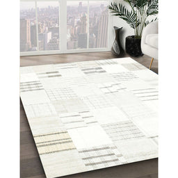 Contemporary Floral White Beige Solid Rug in Family Room, con255