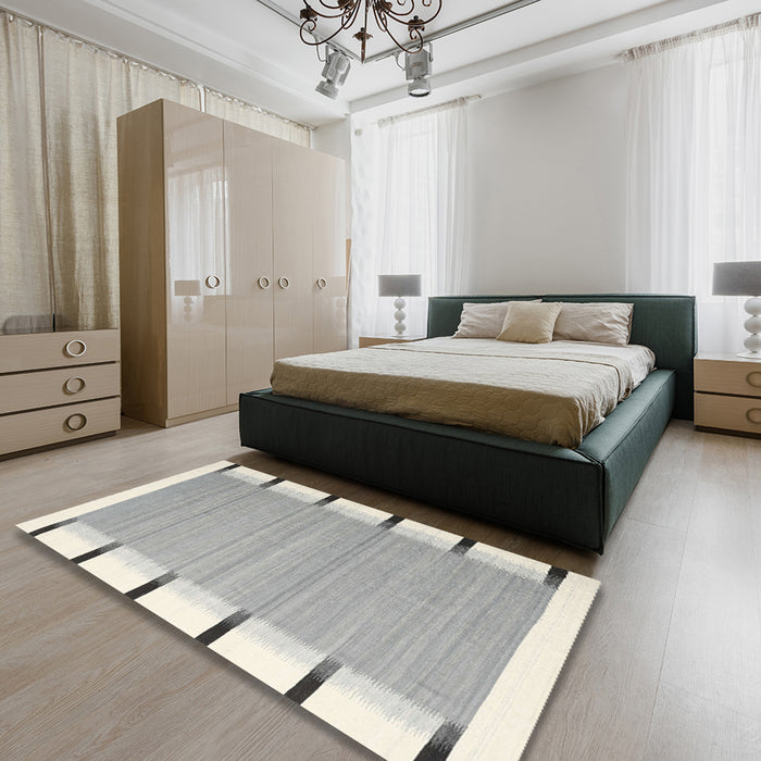 Contemporary Gray Modern Rug in a Bedroom, con2564