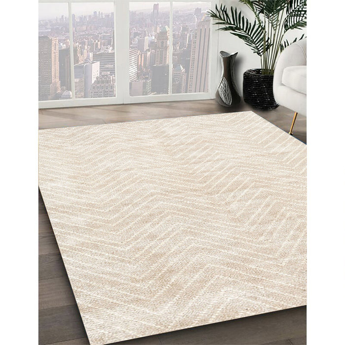 Contemporary Champagne Beige Solid Rug in Family Room, con2566