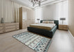 Contemporary Ash Gray Modern Rug in a Bedroom, con2567