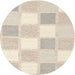 Sideview of Contemporary Tan Brown Checkered Rug, con2569