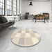 Round Machine Washable Contemporary Tan Brown Rug in a Office, wshcon2569