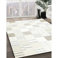 Contemporary Pearl White Beige Solid Rug, con256