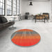 Round Contemporary Dark Almond Brown Modern Rug in a Office, con2572