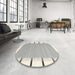 Round Machine Washable Contemporary Gunmetal Gray Rug in a Office, wshcon2574