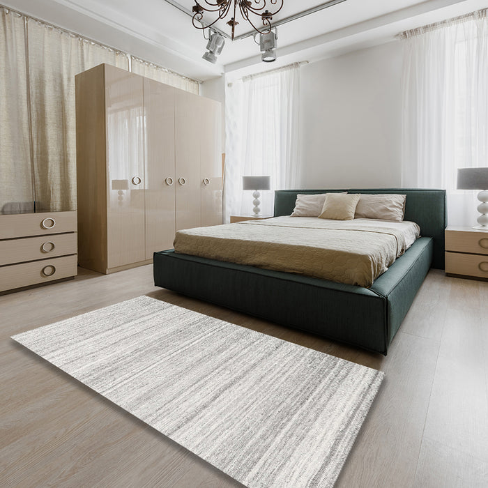 Contemporary Cloud Gray Modern Rug in a Bedroom, con2575