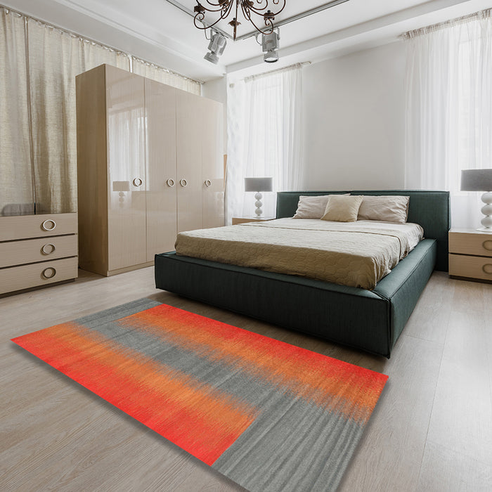 Contemporary Dark Almond Brown Modern Rug in a Bedroom, con2576