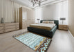 Contemporary Army Brown Modern Rug in a Bedroom, con2577