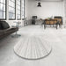 Round Machine Washable Contemporary Cloud Gray Rug in a Office, wshcon2578