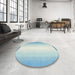 Round Contemporary Mint Green Modern Rug in a Office, con2579