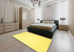 Contemporary Yellow Modern Rug in a Bedroom, con257