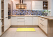 Machine Washable Contemporary Yellow Rug in a Kitchen, wshcon257