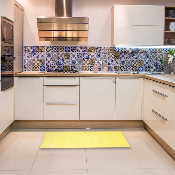 Machine Washable Contemporary Yellow Rug in a Kitchen, wshcon257