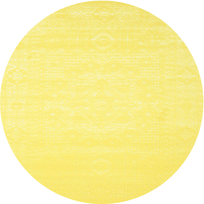 Square Machine Washable Contemporary Yellow Rug, wshcon257