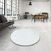 Round Contemporary Water Blue Modern Rug in a Office, con2580