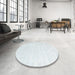 Round Contemporary Lavender Blue Modern Rug in a Office, con2581