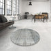 Round Contemporary Silver Gray Modern Rug in a Office, con2582