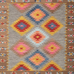 Square Contemporary Chestnut Red Southwestern Rug, con2583