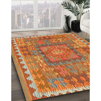 Contemporary Orange Red Southwestern Rug, con2584