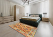 Machine Washable Contemporary Red Rug in a Bedroom, wshcon2585