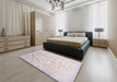 Contemporary Lavender Pinocchio Beige Modern Rug in a Bedroom, con2586