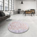 Round Machine Washable Contemporary Lavender Pinocchio Beige Rug in a Office, wshcon2586