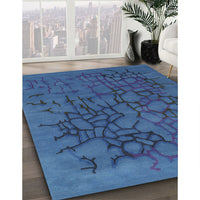 Contemporary Bright Navy Blue Modern Rug, con2587