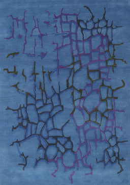 Machine Washable Contemporary Bright Navy Blue Rug, wshcon2587