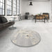 Round Contemporary Dark Gray Modern Rug in a Office, con2588