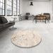 Round Machine Washable Contemporary PeachRug in a Office, wshcon2589