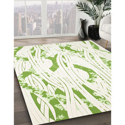 Contemporary Green Modern Rug in Family Room, con258