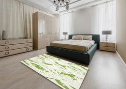 Contemporary Green Modern Rug in a Bedroom, con258