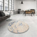 Round Machine Washable Contemporary Dark Gray Rug in a Office, wshcon2590