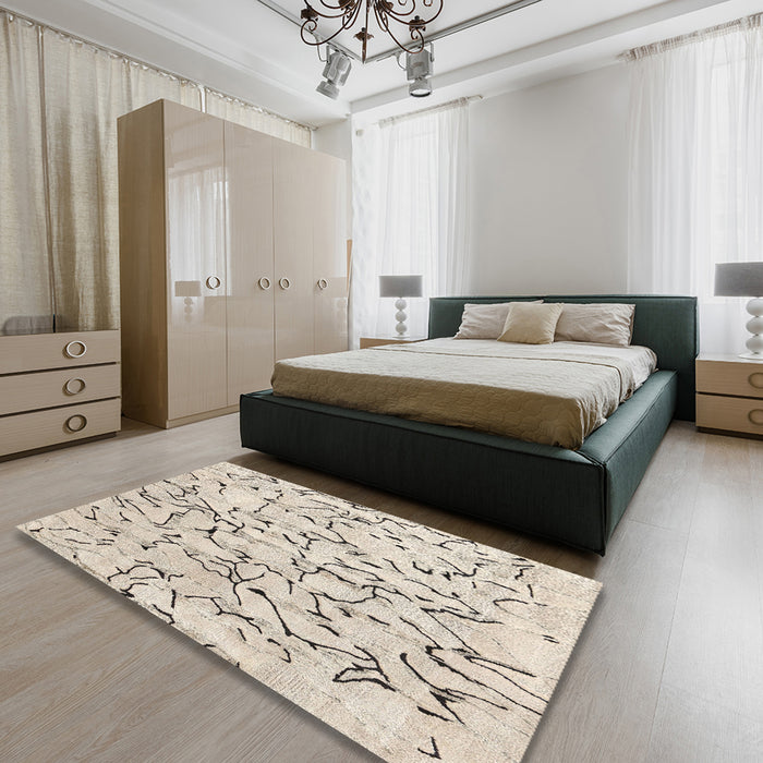 Machine Washable Contemporary Camel Brown Rug in a Bedroom, wshcon2591