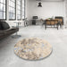 Round Machine Washable Contemporary Camel Brown Rug in a Office, wshcon2592