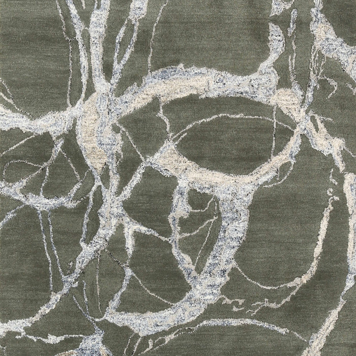 Contemporary Dark Olive Green Modern Rug, con2593