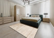 Contemporary Wheat Beige Modern Rug in a Bedroom, con2594