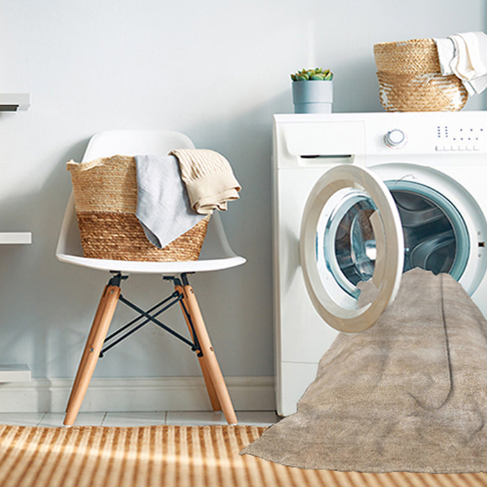 Machine Washable Contemporary Wheat Beige Rug in a Washing Machine, wshcon2594