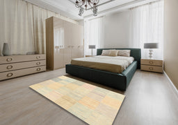 Contemporary Brown Solid Rug in a Bedroom, con2597