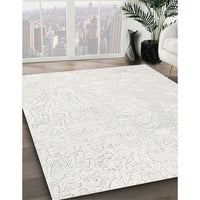 Contemporary Dark White Beige Solid Rug, con2598