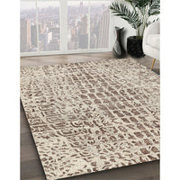 Contemporary Dark Almond Brown Modern Rug, con2605