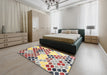 Contemporary Cherry Red Modern Rug in a Bedroom, con2606