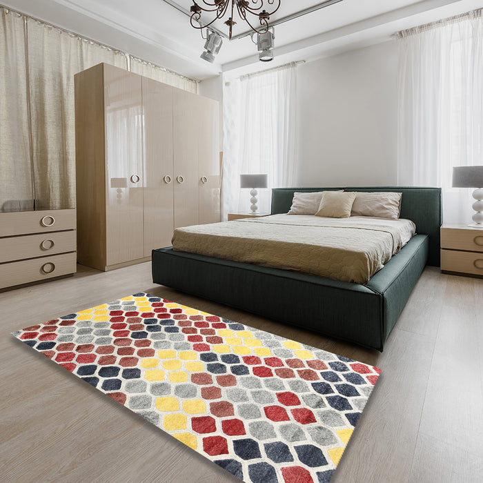 Machine Washable Contemporary Cherry Red Rug in a Bedroom, wshcon2606
