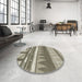 Round Contemporary Sage Green Modern Rug in a Office, con2607