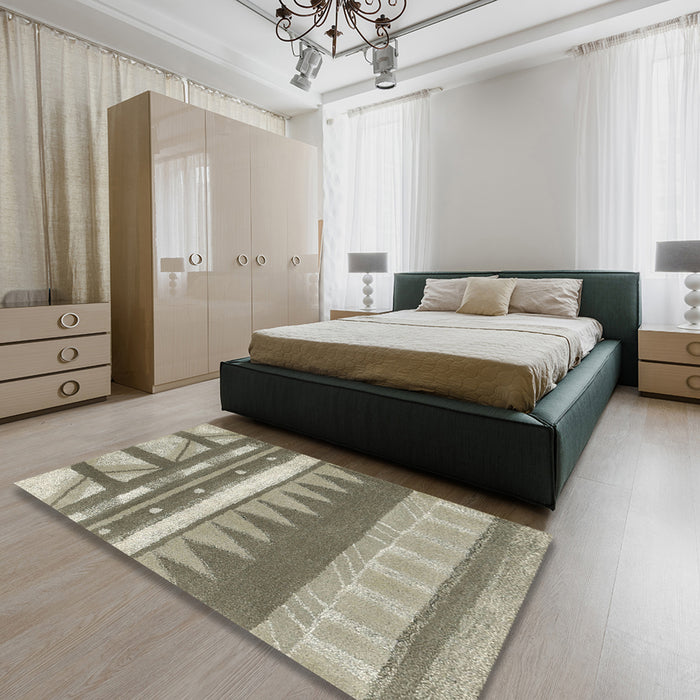 Machine Washable Contemporary Sage Green Rug in a Bedroom, wshcon2607