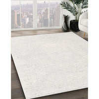 Contemporary Dark White Beige Solid Rug, con2608