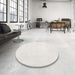 Round Machine Washable Contemporary Dark White Beige Rug in a Office, wshcon2608