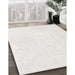 Contemporary Dark White Beige Solid Rug in Family Room, con2608