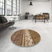 Round Machine Washable Contemporary Saddle Brown Rug in a Office, wshcon2609