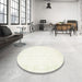 Round Contemporary Tan Brown Gold Solid Rug in a Office, con260